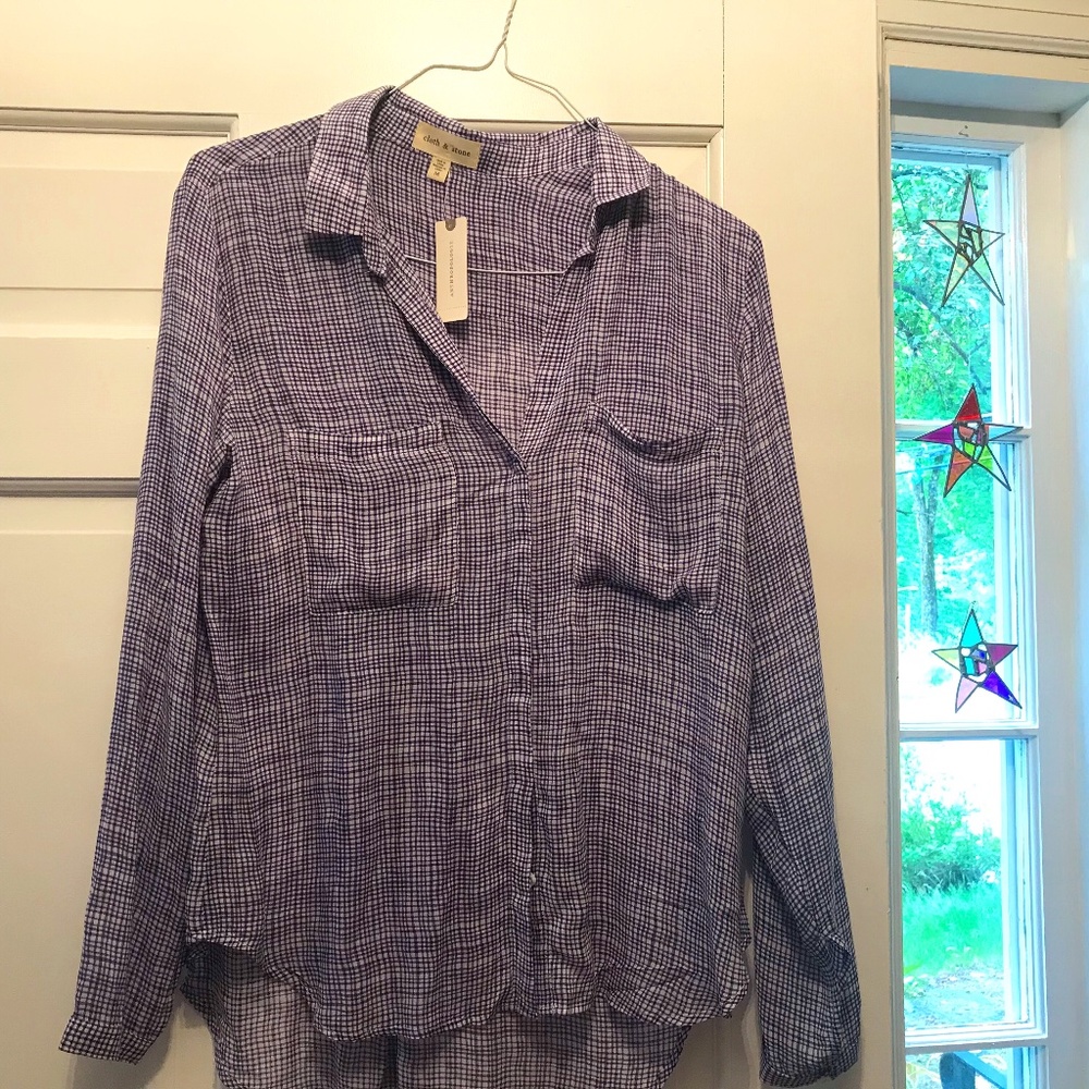 Anthropologie Cloth and Stone blue plaid shirt
